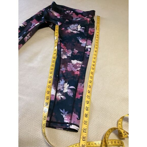 LegEnd High - Waisted Printed Leggings Black / Pink  Full Length M - Picture 3 of 5